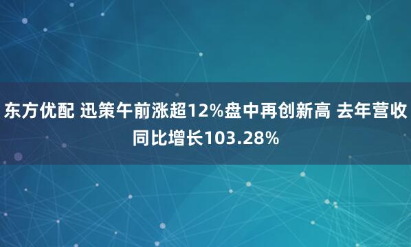 东方优配 迅策午前涨超12%盘中再创新高 去年营收同比增长103.28%