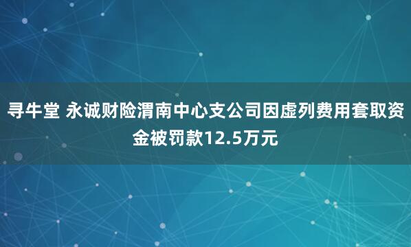 寻牛堂 永诚财险渭南中心支公司因虚列费用套取资金被罚款12.5万元